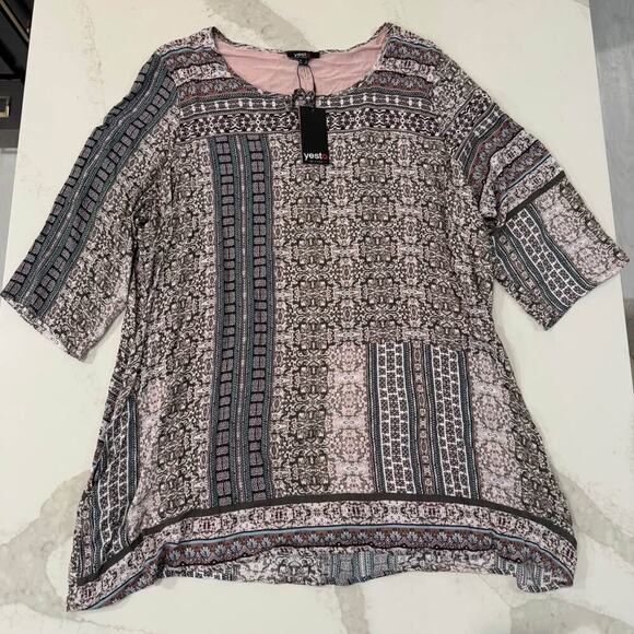 Yesta by X Two Tops - Yesta by X Two NWT Plus Size 3/4 Sleeve Tunic Top Womens 20 Lined Paisley Floral